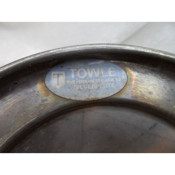 Towle Silver Plate Round Footed Compote Candy Dish Beaded Rim Detail - Picture 5 of 5